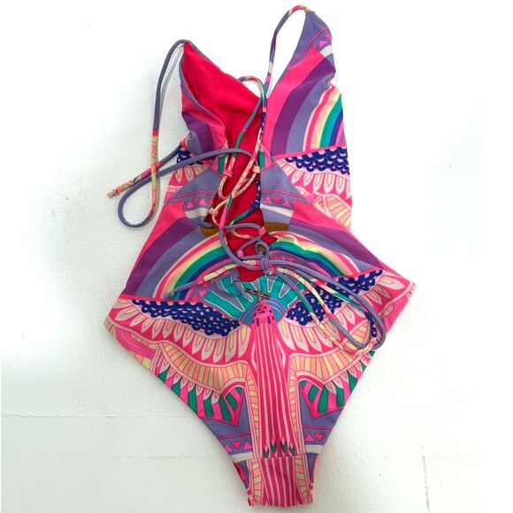 Mara Hoffman	neon phoenix print bathing suit - Picture 4 of 6